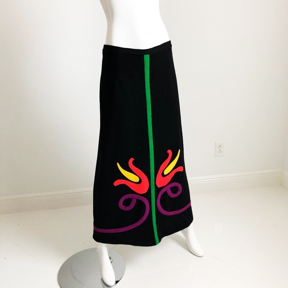 Vintage Maxi Skirt by Alex Colman California Mod Tulip Print Rare Graphic Floral - Picture 2 of 6